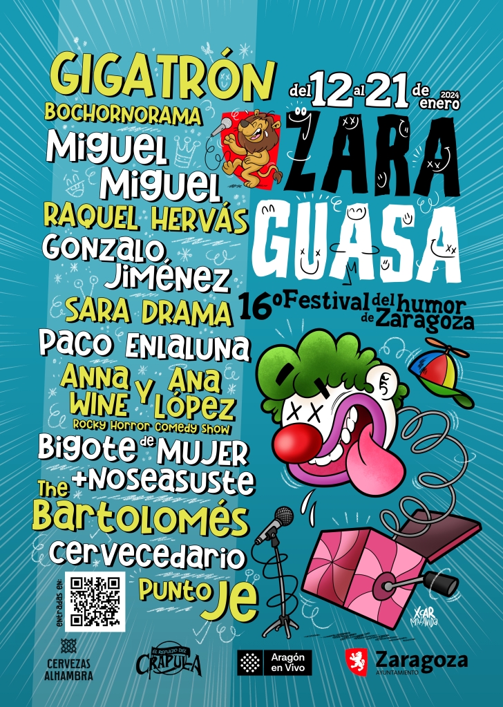 Cartel del 16º Festival del humor de Zaragoza, realizado por XCAR Malavida
